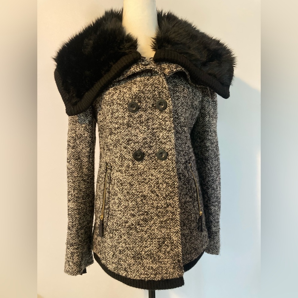 Juicy Couture -- Vtg Black Wool Blend Car Coat